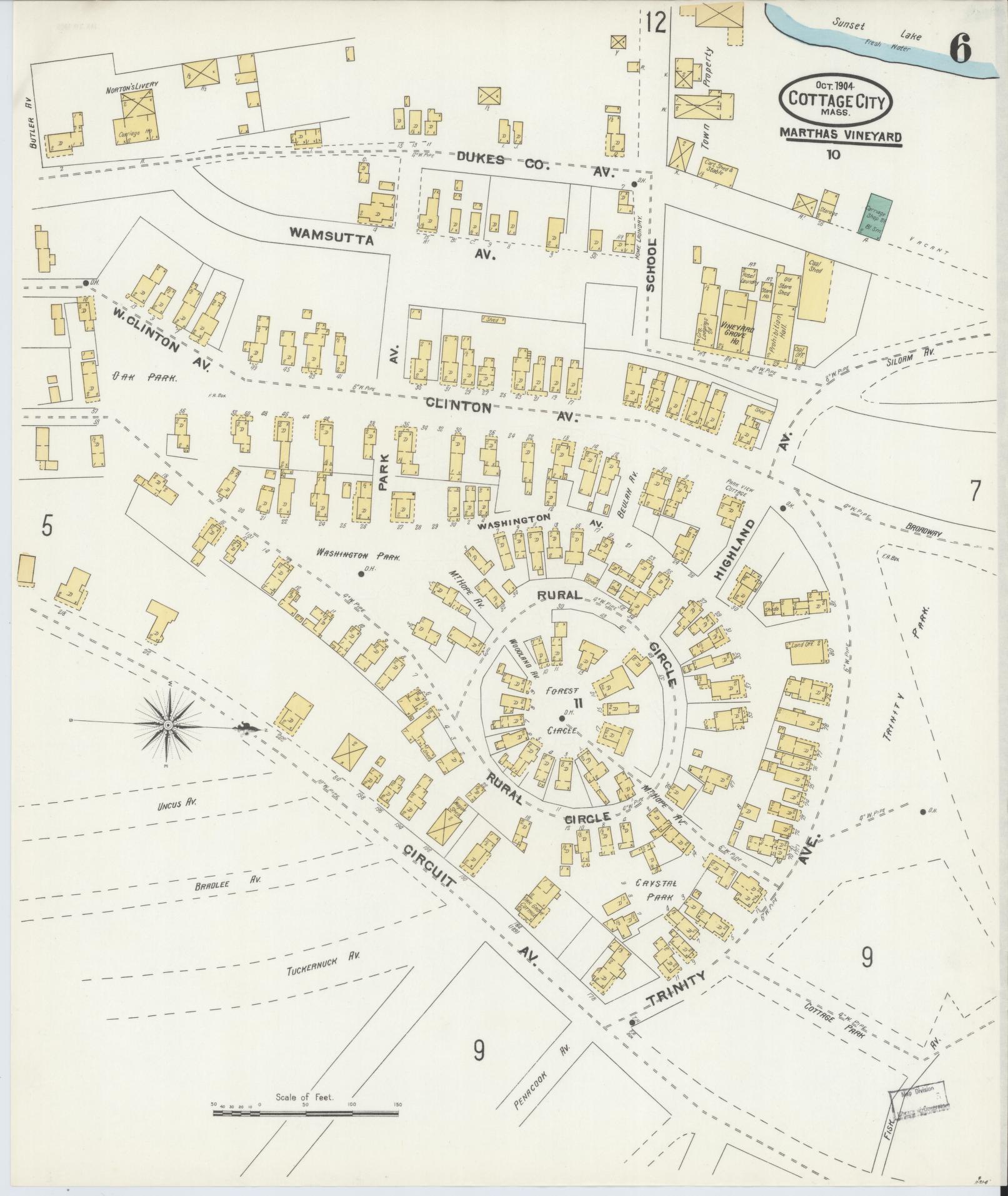 Sanborn Fire Insurance Map from Cottage City, Dukes County, Massachusetts (1904), Sheet #0006 - Complete Map Set gallery image, historic Sanborn map, vintage wall art, Massachusetts Massachusetts