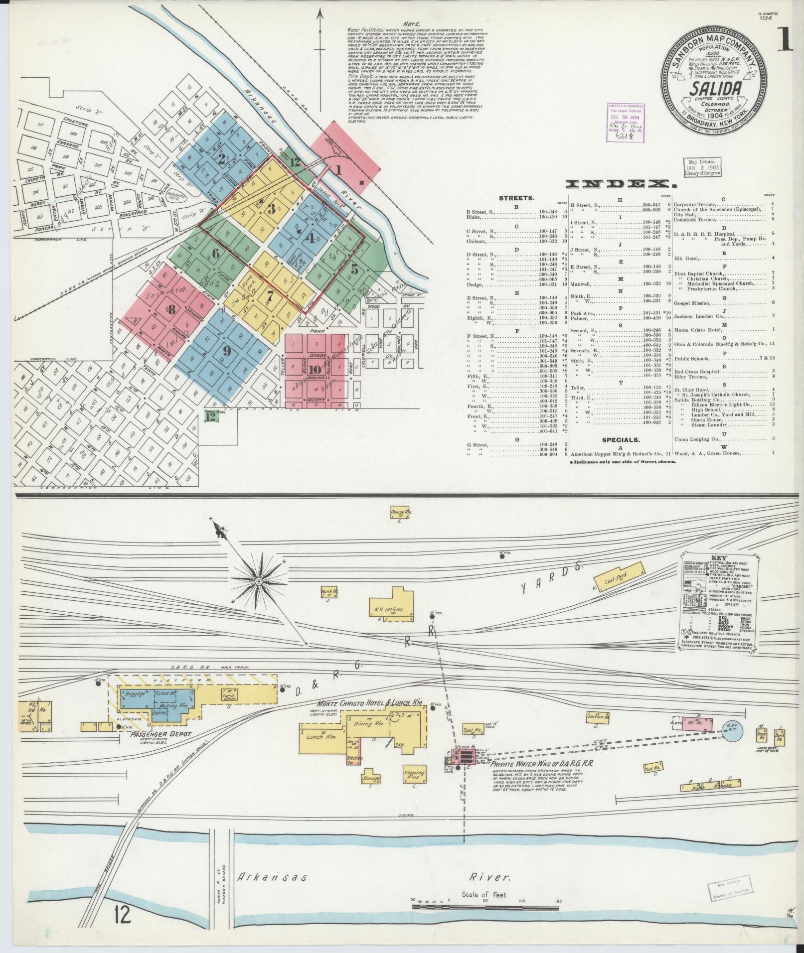 Sanborn Fire Insurance Map from Salida, Chaffee County, Colorado. (1904) – Historic Sanborn Fire Insurance Map Print