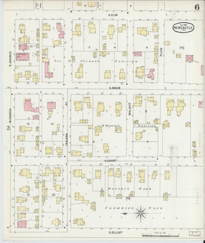 Sanborn Fire Insurance Map from New Castle, Henry County, Indiana (1896), Sheet #0006 - Complete Map Set gallery image, historic Sanborn map, vintage wall art, Indiana Indiana