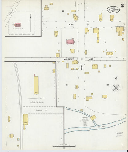 Sanborn Fire Insurance Map from Hillsboro, Orange County, North Carolina (1900), Sheet #0002 - Complete Map Set gallery image, historic Sanborn map, vintage wall art, North Carolina North Carolina