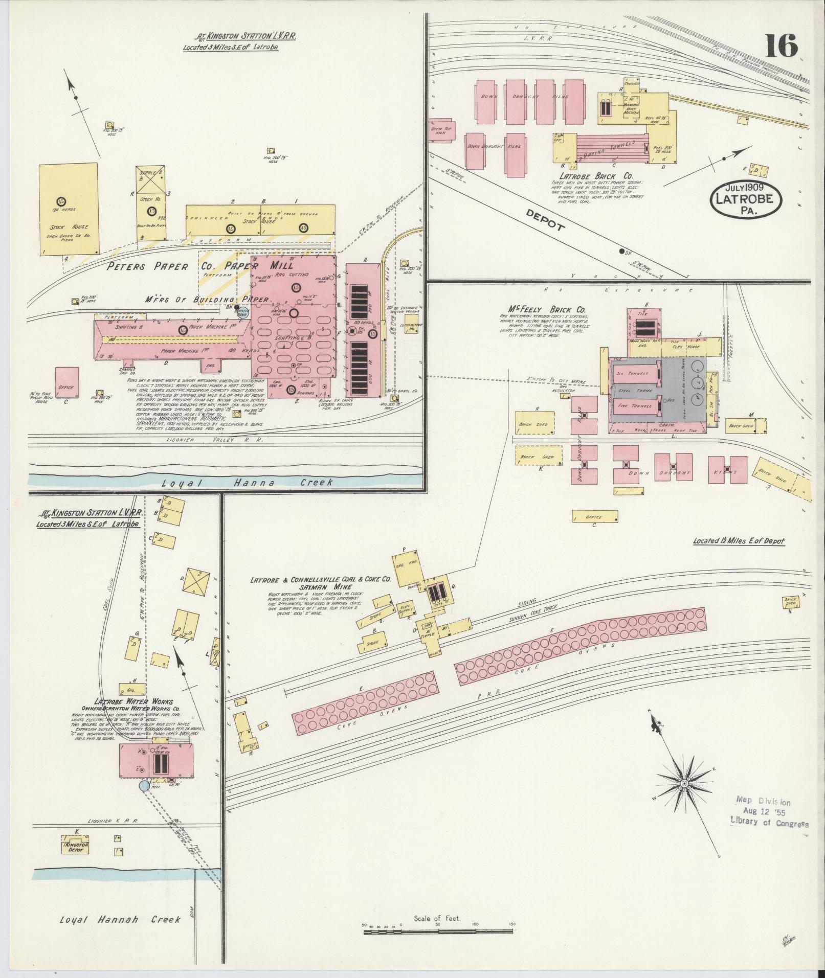 Sanborn Fire Insurance Map from Latrobe, Westmoreland County, Pennsylvania (1909), Sheet #0016 - Complete Map Set gallery image, historic Sanborn map, vintage wall art, Pennsylvania Pennsylvania