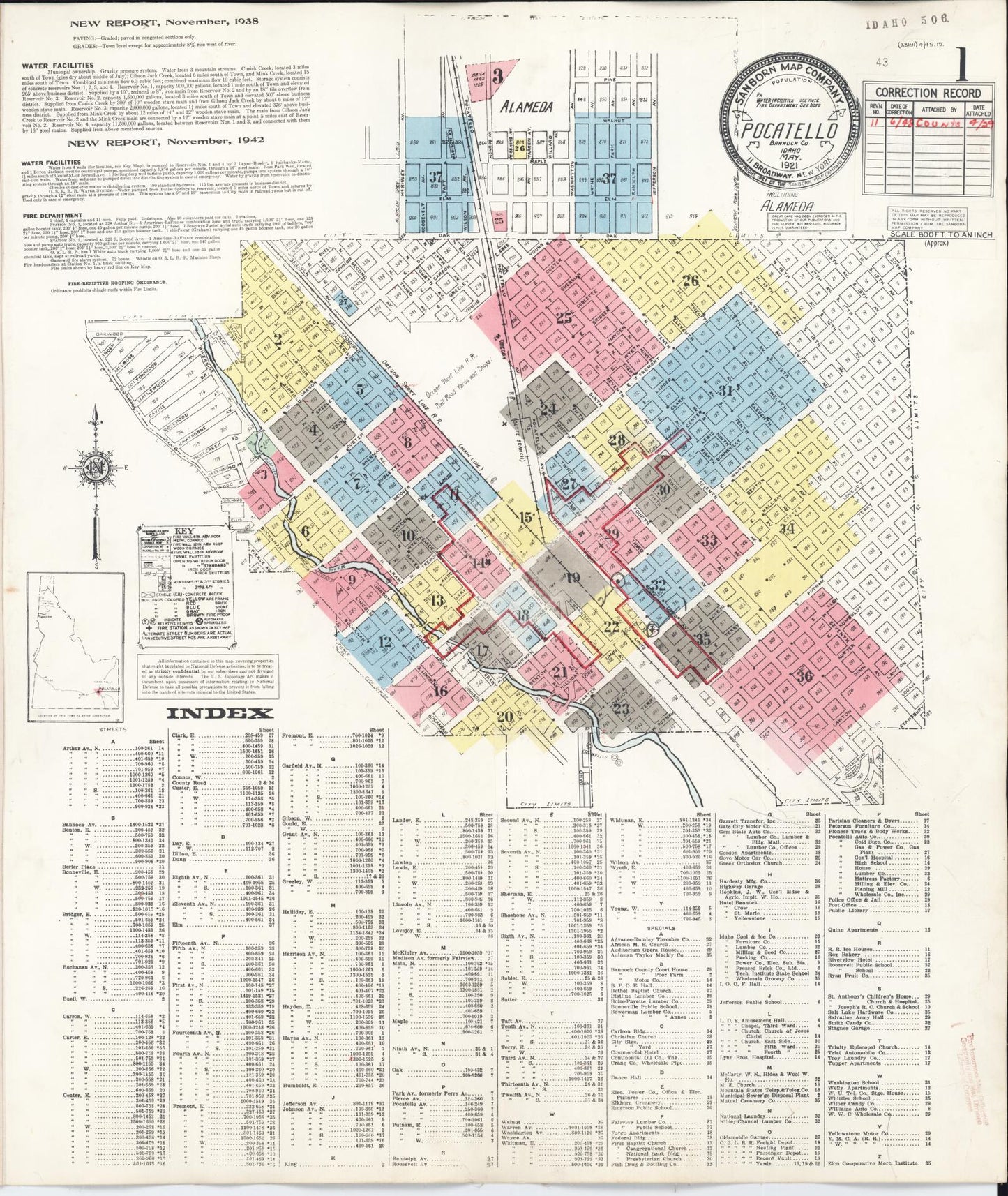 Sanborn Fire Insurance Map from Pocatello, Bannock County, Idaho (1948), Sheet #0001 - Complete Map Set gallery image, historic Sanborn map, vintage wall art, Idaho Idaho