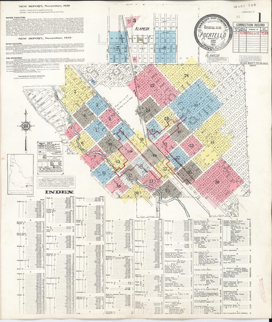 Sanborn Fire Insurance Map from Pocatello, Bannock County, Idaho (1948), Sheet #0001 - Complete Map Set gallery image, historic Sanborn map, vintage wall art, Idaho Idaho