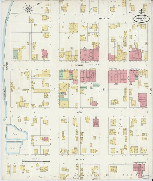 Sanborn Fire Insurance Map from Warren, Huntington County, Indiana (1898), Sheet #0003 - Historic Sanborn Fire Insurance Map Print, vintage old map wall art, antique decor, genealogy gift, Indiana Indiana map