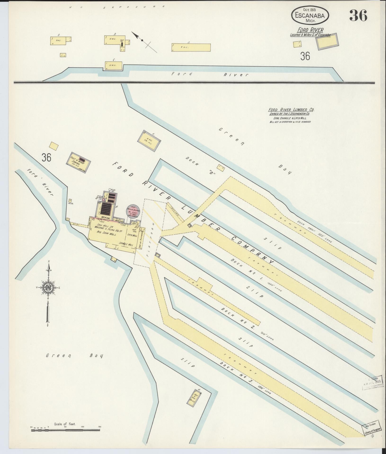 Sanborn Fire Insurance Map from Escanaba, Delta County, Michigan (1913), Sheet #0036 - Historic Sanborn Fire Insurance Map Print, vintage old map wall art, antique decor, genealogy gift, Michigan Michigan map
