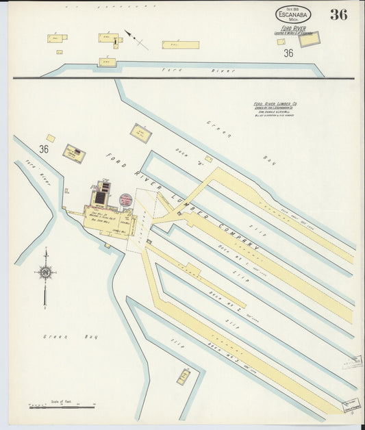 Sanborn Fire Insurance Map from Escanaba, Delta County, Michigan (1913), Sheet #0036 - Historic Sanborn Fire Insurance Map Print, vintage old map wall art, antique decor, genealogy gift, Michigan Michigan map