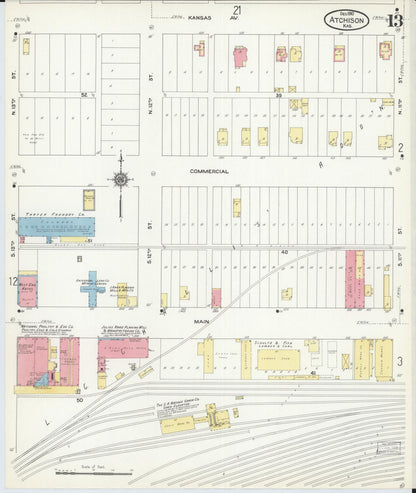 Sanborn Fire Insurance Map from Atchison, Atchison County, Kansas (1910), Sheet #0013 - Complete Map Set gallery image, historic Sanborn map, vintage wall art, Kansas Kansas