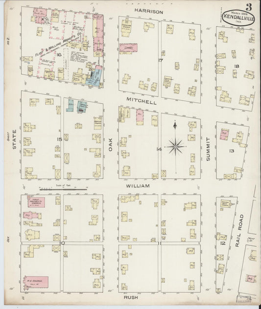 Sanborn Fire Insurance Map from Kendallville, Noble County, Indiana (1886), Sheet #0003 - Historic Sanborn Fire Insurance Map Print, vintage old map wall art, antique decor, genealogy gift, Indiana Indiana map