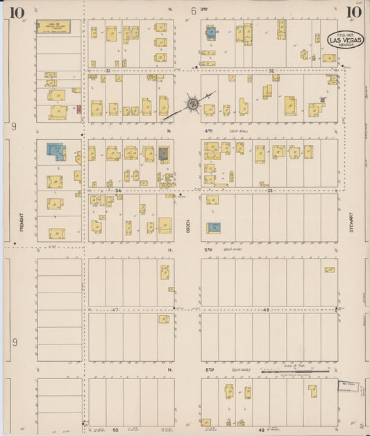 Sanborn Fire Insurance Map from Las Vegas, Clark County, Nevada (1923), Sheet #0010 - Historic Sanborn Fire Insurance Map Print, vintage old map wall art, antique decor, genealogy gift, Nevada Nevada map