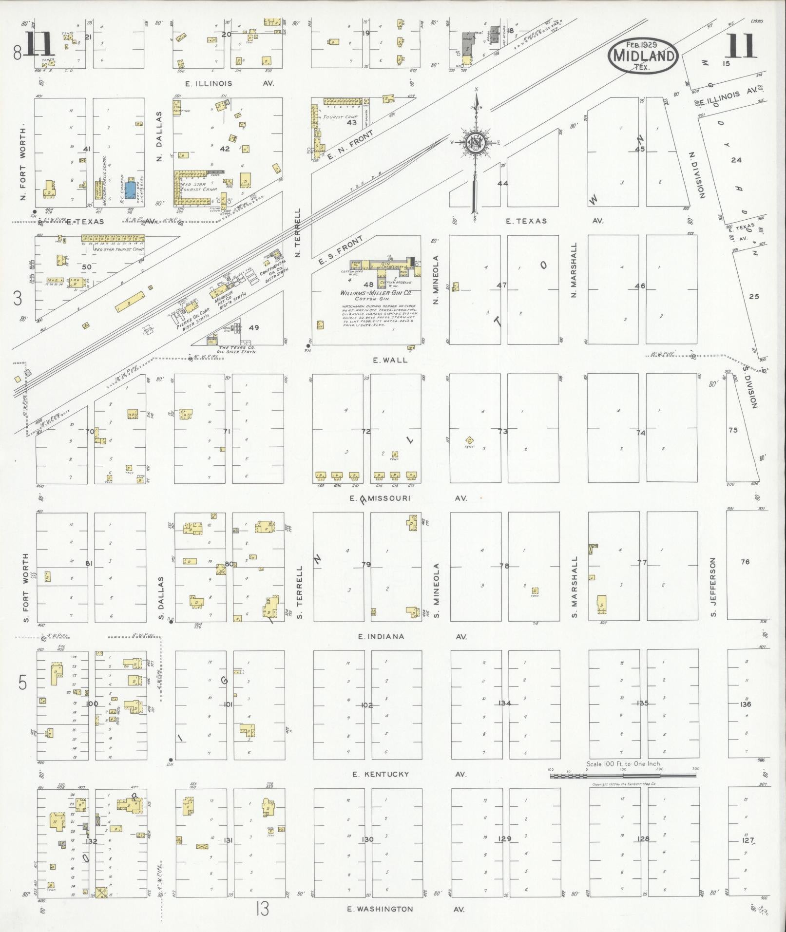 Sanborn Fire Insurance Map from Midland, Midland County, Texas (1929), Sheet #0011 - Historic Sanborn Fire Insurance Map Print, vintage old map wall art, antique decor, genealogy gift, Texas Texas map