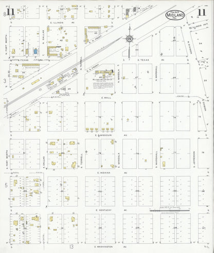 Sanborn Fire Insurance Map from Midland, Midland County, Texas (1929), Sheet #0011 - Historic Sanborn Fire Insurance Map Print, vintage old map wall art, antique decor, genealogy gift, Texas Texas map