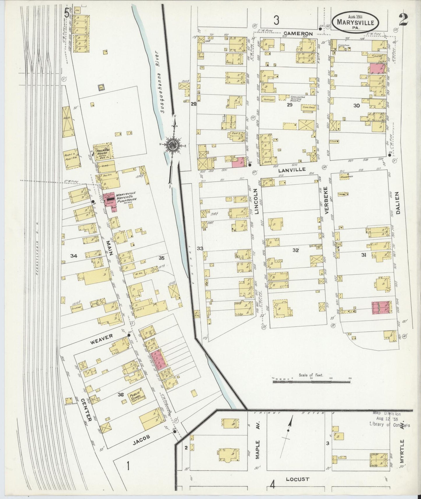 Sanborn Fire Insurance Map from Marysville, Perry County, Pennsylvania (1911), Sheet #0002 - Complete Map Set gallery image, historic Sanborn map, vintage wall art, Pennsylvania Pennsylvania