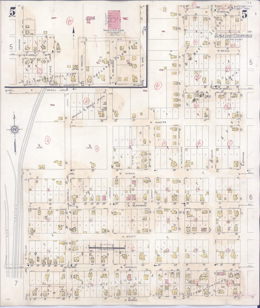 Sanborn Fire Insurance Map from Sullivan, Moultrie County, Illinois (1940), Sheet #0005 - Historic Sanborn Fire Insurance Map Print, vintage old map wall art, antique decor, genealogy gift, Illinois Illinois map