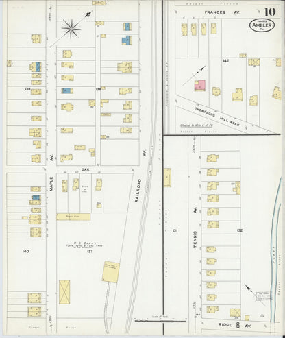 Sanborn Fire Insurance Map from Ambler, Montgomery County, Pennsylvania (1909), Sheet #0010 - Complete Map Set gallery image, historic Sanborn map, vintage wall art, Pennsylvania Pennsylvania
