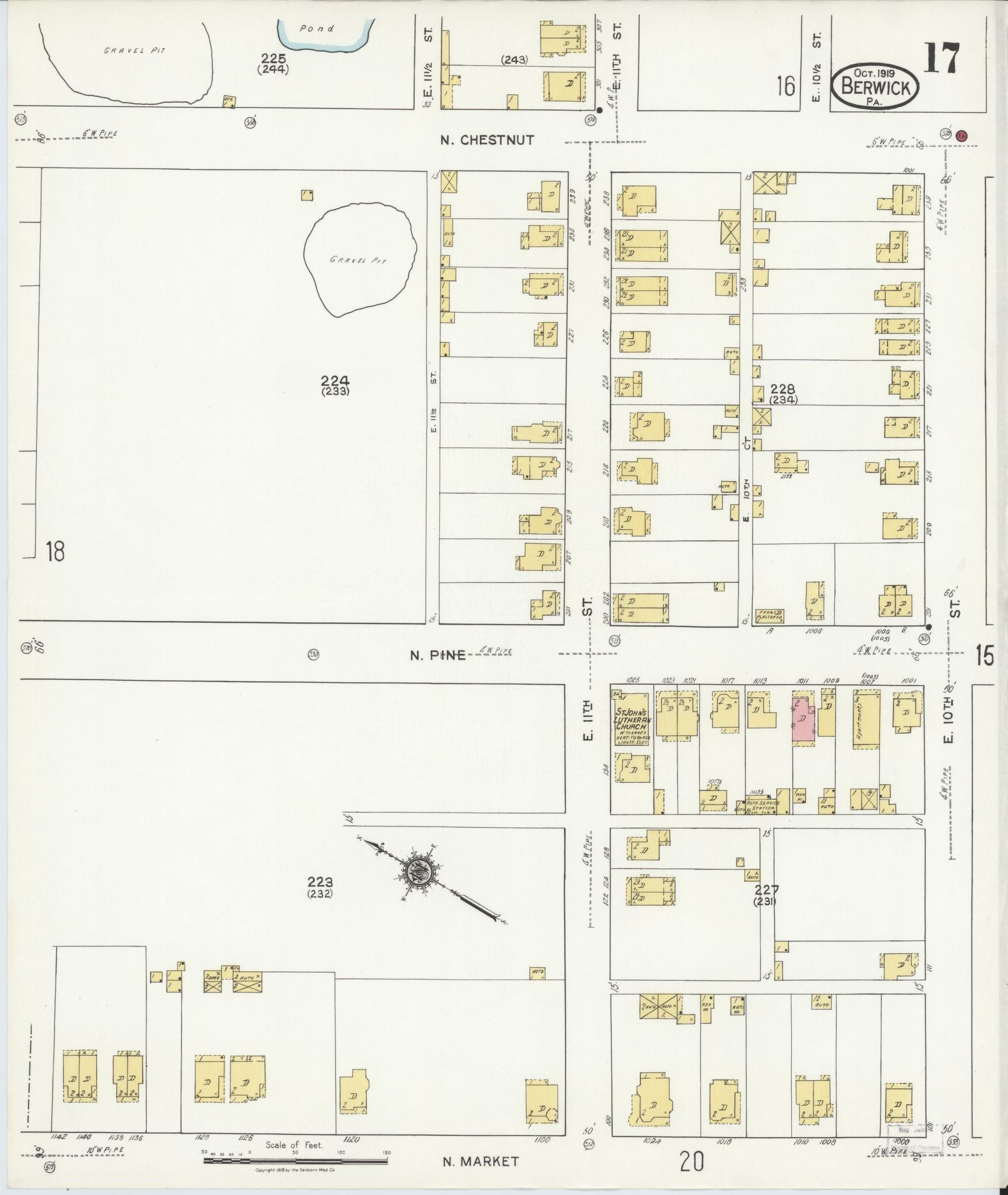 Sanborn Fire Insurance Map from Berwick, Columbia County, Pennsylvania (1918), Sheet #0017 - Historic Sanborn Fire Insurance Map Print, vintage old map wall art, antique decor, genealogy gift, Pennsylvania Pennsylvania map