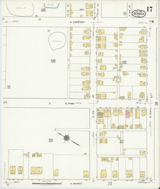 Sanborn Fire Insurance Map from Berwick, Columbia County, Pennsylvania (1918), Sheet #0017 - Historic Sanborn Fire Insurance Map Print, vintage old map wall art, antique decor, genealogy gift, Pennsylvania Pennsylvania map