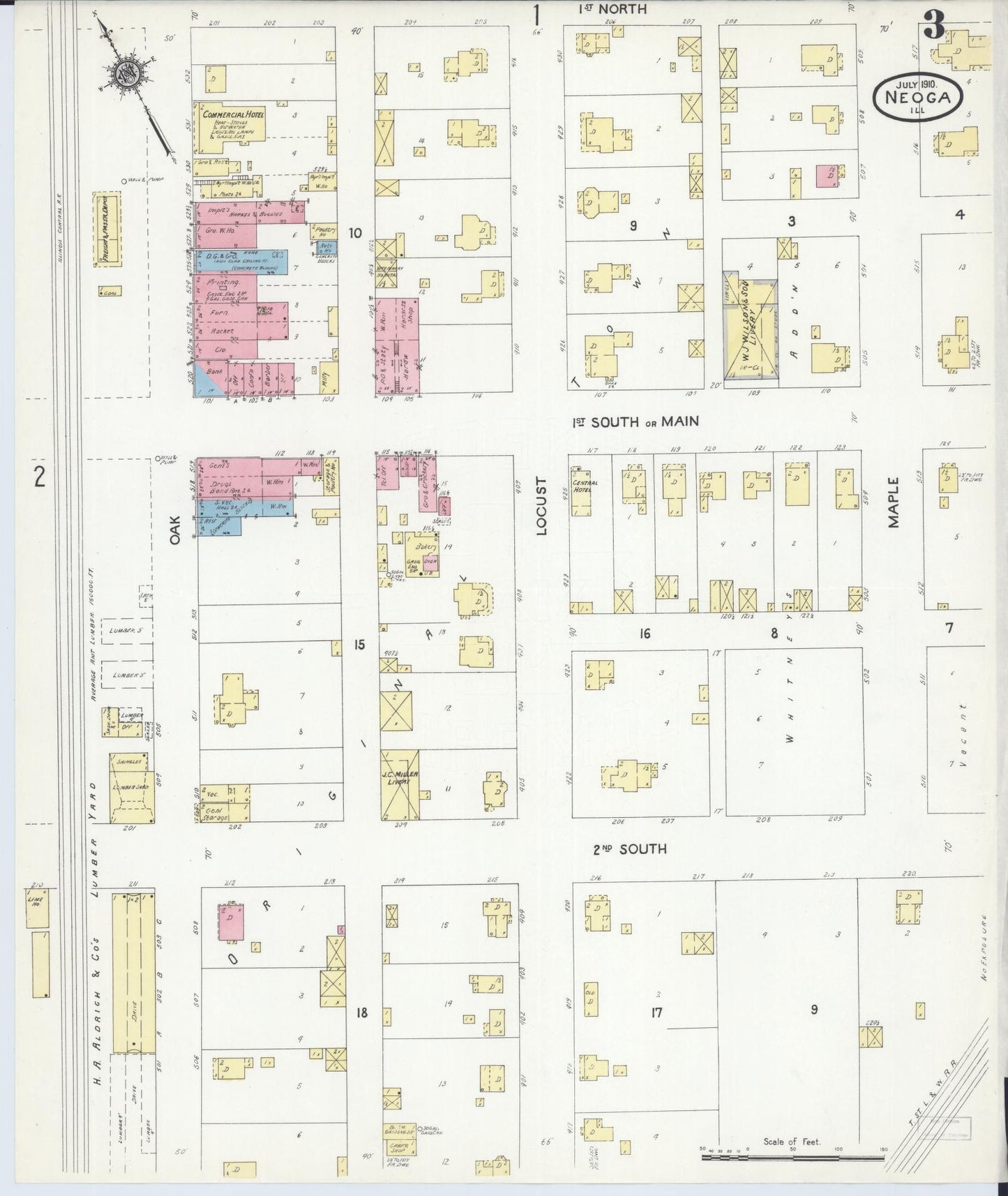 Sanborn Fire Insurance Map from Neoga, Cumberland County, Illinois (1910), Sheet #0003 - Complete Map Set gallery image, historic Sanborn map, vintage wall art, Illinois Illinois