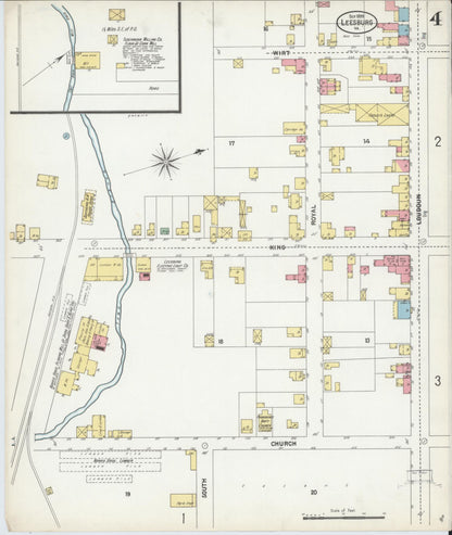 Sanborn Fire Insurance Map from Leesburg, Loudoun County, Virginia (1899), Sheet #0004 - Complete Map Set gallery image, historic Sanborn map, vintage wall art, Virginia Virginia