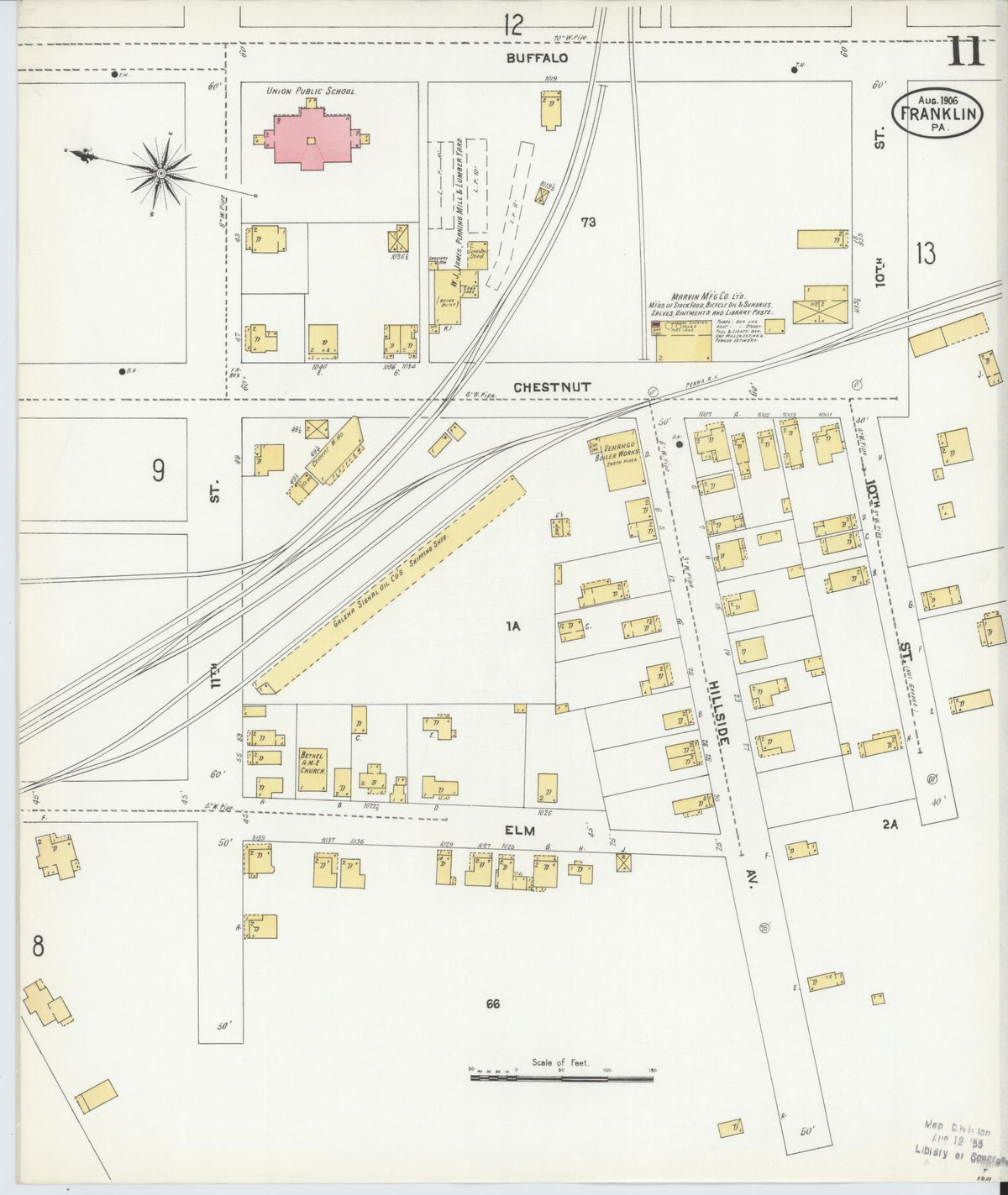 Sanborn Fire Insurance Map from Franklin, Venango County, Pennsylvania (1906), Sheet #0011 - Complete Map Set gallery image, historic Sanborn map, vintage wall art, Pennsylvania Pennsylvania