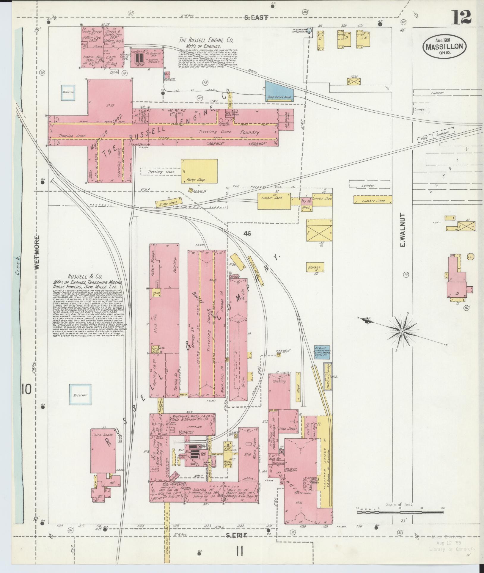 Sanborn Fire Insurance Map from Massillon, Stark County, Ohio (1901), Sheet #0012 - Historic Sanborn Fire Insurance Map Print, vintage old map wall art, antique decor, genealogy gift, Ohio Ohio map