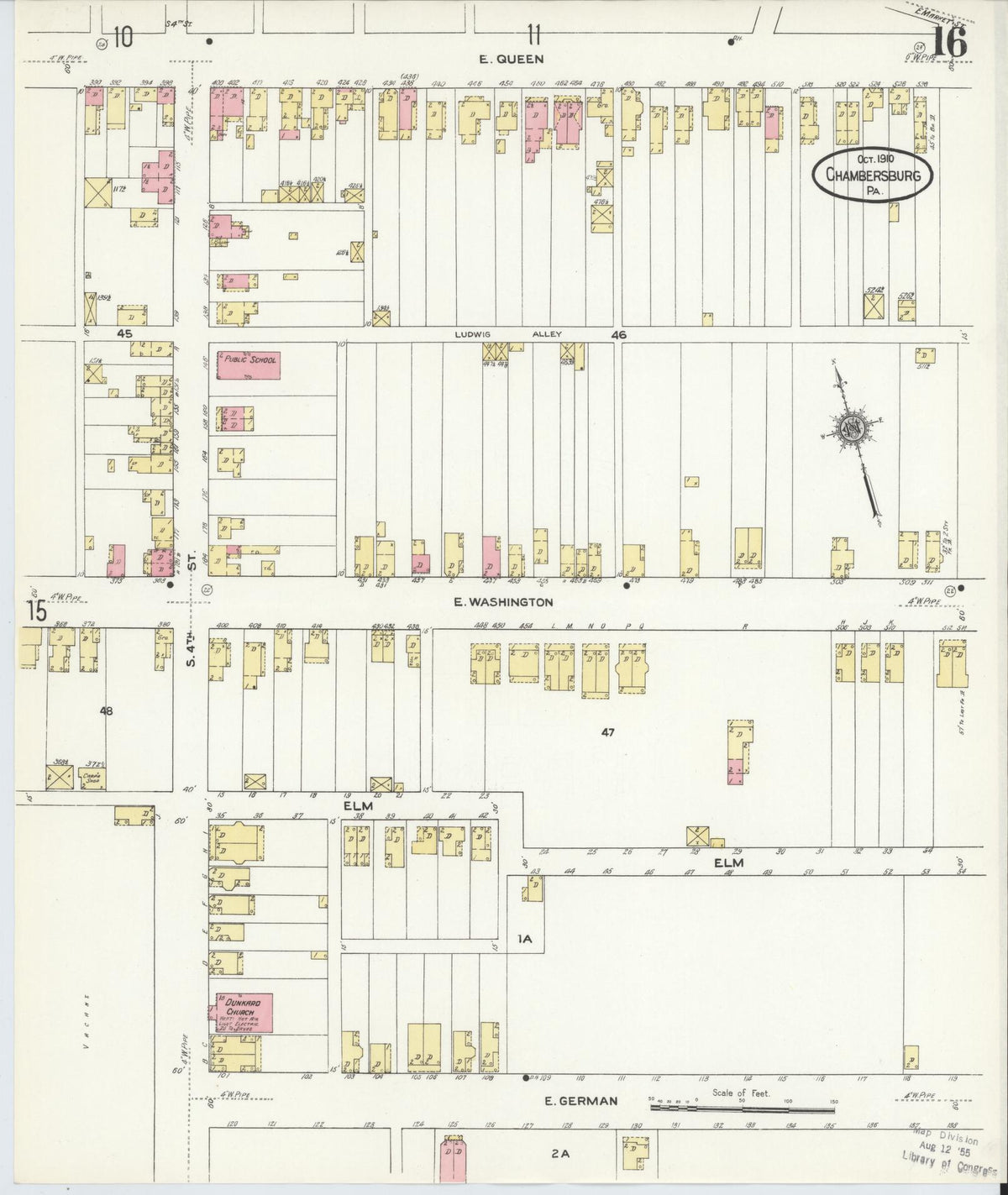 Sanborn Fire Insurance Map from Chambersburg, Franklin County, Pennsylvania (1910), Sheet #0016 - Complete Map Set gallery image, historic Sanborn map, vintage wall art, Pennsylvania Pennsylvania
