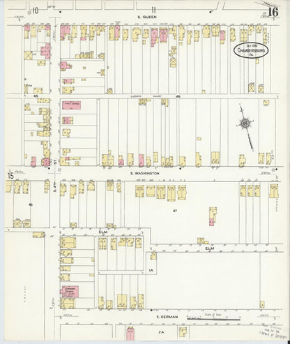 Sanborn Fire Insurance Map from Chambersburg, Franklin County, Pennsylvania (1910), Sheet #0016 - Complete Map Set gallery image, historic Sanborn map, vintage wall art, Pennsylvania Pennsylvania