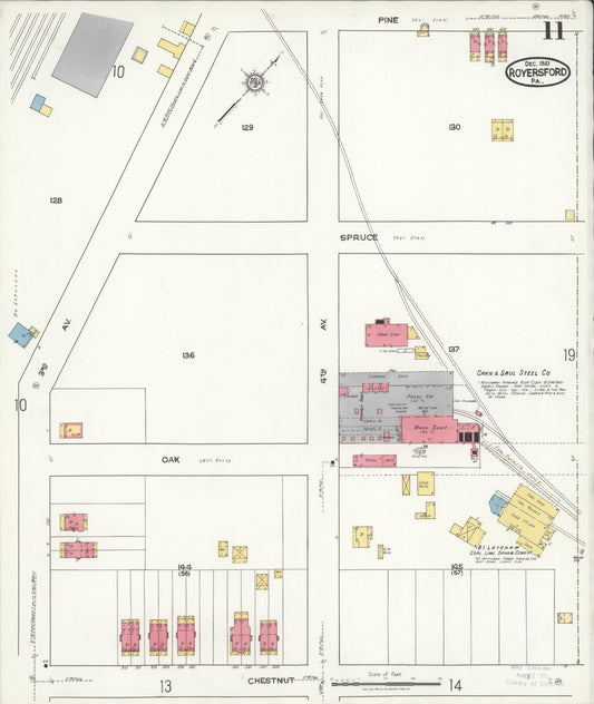 Sanborn Fire Insurance Map from Royersford, Montgomery County, Pennsylvania (1921), Sheet #0011 - Historic Sanborn Fire Insurance Map Print, vintage old map wall art, antique decor, genealogy gift, Pennsylvania Pennsylvania map