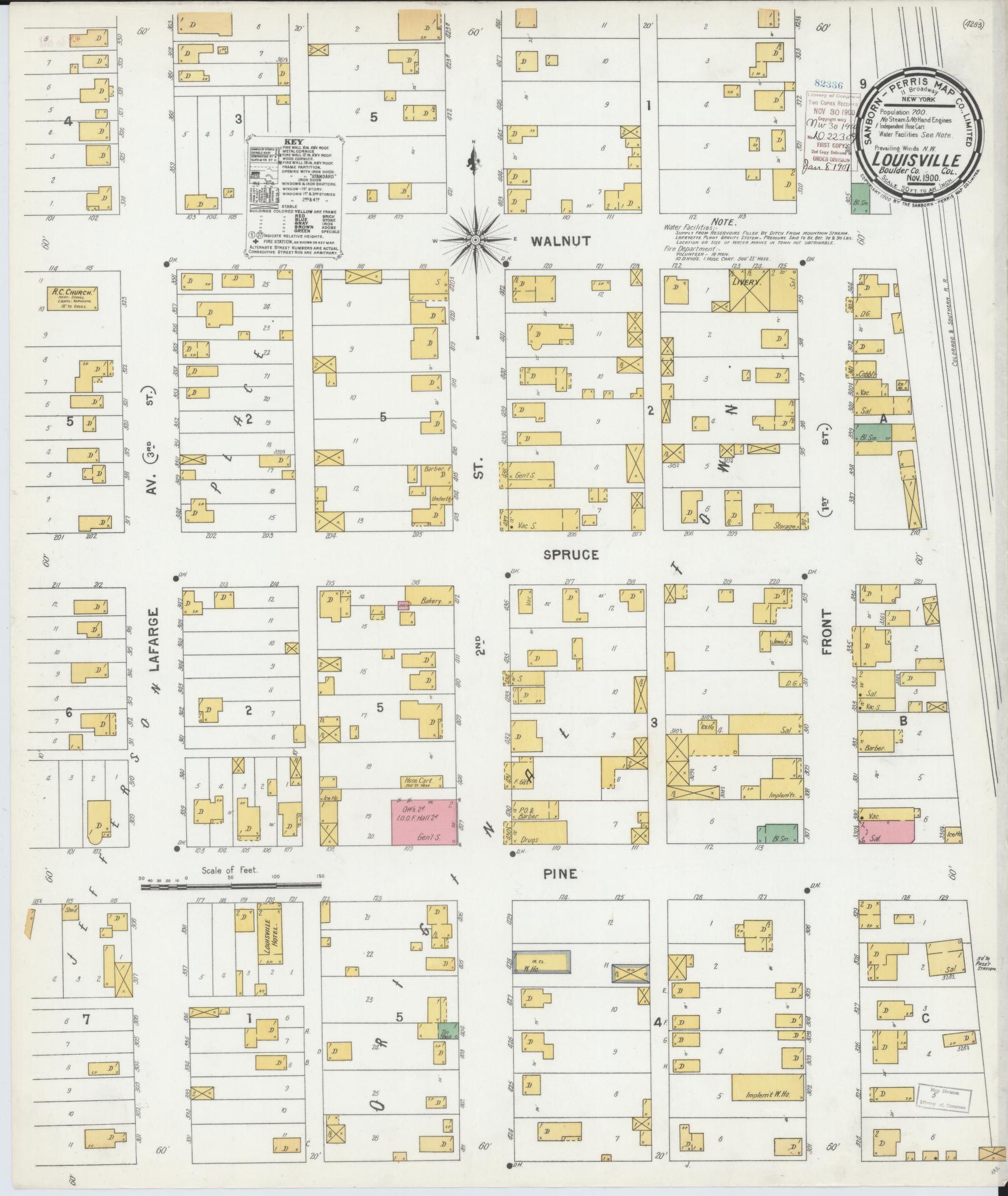 Sanborn Fire Insurance Map from Louisville, Boulder County, Colorado. (1900) – Historic Sanborn Fire Insurance Map Print