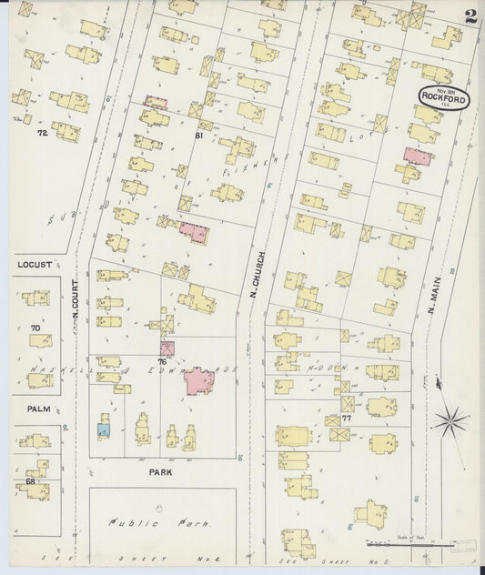 Sanborn Fire Insurance Map from Rockford, Winnebago County, Illinois (1891), Sheet #0002 - Historic Sanborn Fire Insurance Map Print, vintage old map wall art, antique decor, genealogy gift, Illinois Illinois map