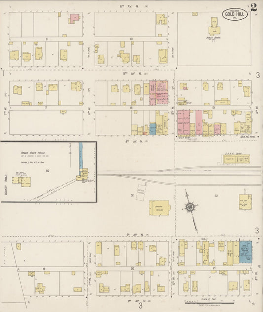 Sanborn Fire Insurance Map from Gold Hill, Jackson County, Oregon (1920), Sheet #0002 - Historic Sanborn Fire Insurance Map Print, vintage old map wall art, antique decor, genealogy gift, Oregon Oregon map