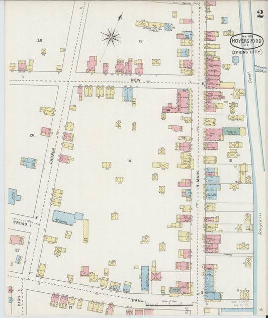 Sanborn Fire Insurance Map from Royersford, Montgomery County, Pennsylvania (1895), Sheet #0002 - Historic Sanborn Fire Insurance Map Print, vintage old map wall art, antique decor, genealogy gift, Pennsylvania Pennsylvania map