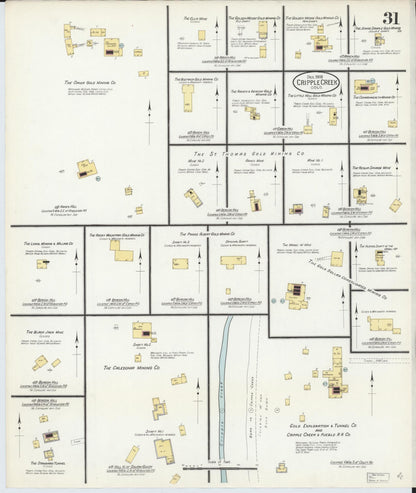 Sanborn Fire Insurance Map from Cripple Creek, Teller County, Colorado (1908), Sheet #0031 - Complete Map Set gallery image, historic Sanborn map, vintage wall art, Colorado Colorado