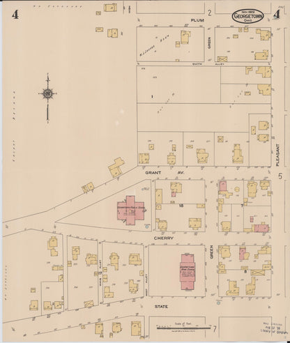 Sanborn Fire Insurance Map from Georgetown, Brown County, Ohio (1922), Sheet #0004 - Historic Sanborn Fire Insurance Map Print, vintage old map wall art, antique decor, genealogy gift, Ohio Ohio map