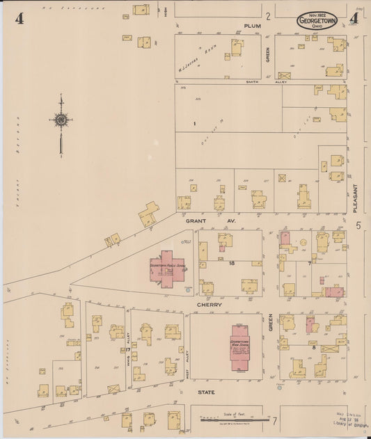 Sanborn Fire Insurance Map from Georgetown, Brown County, Ohio (1922), Sheet #0004 - Historic Sanborn Fire Insurance Map Print, vintage old map wall art, antique decor, genealogy gift, Ohio Ohio map