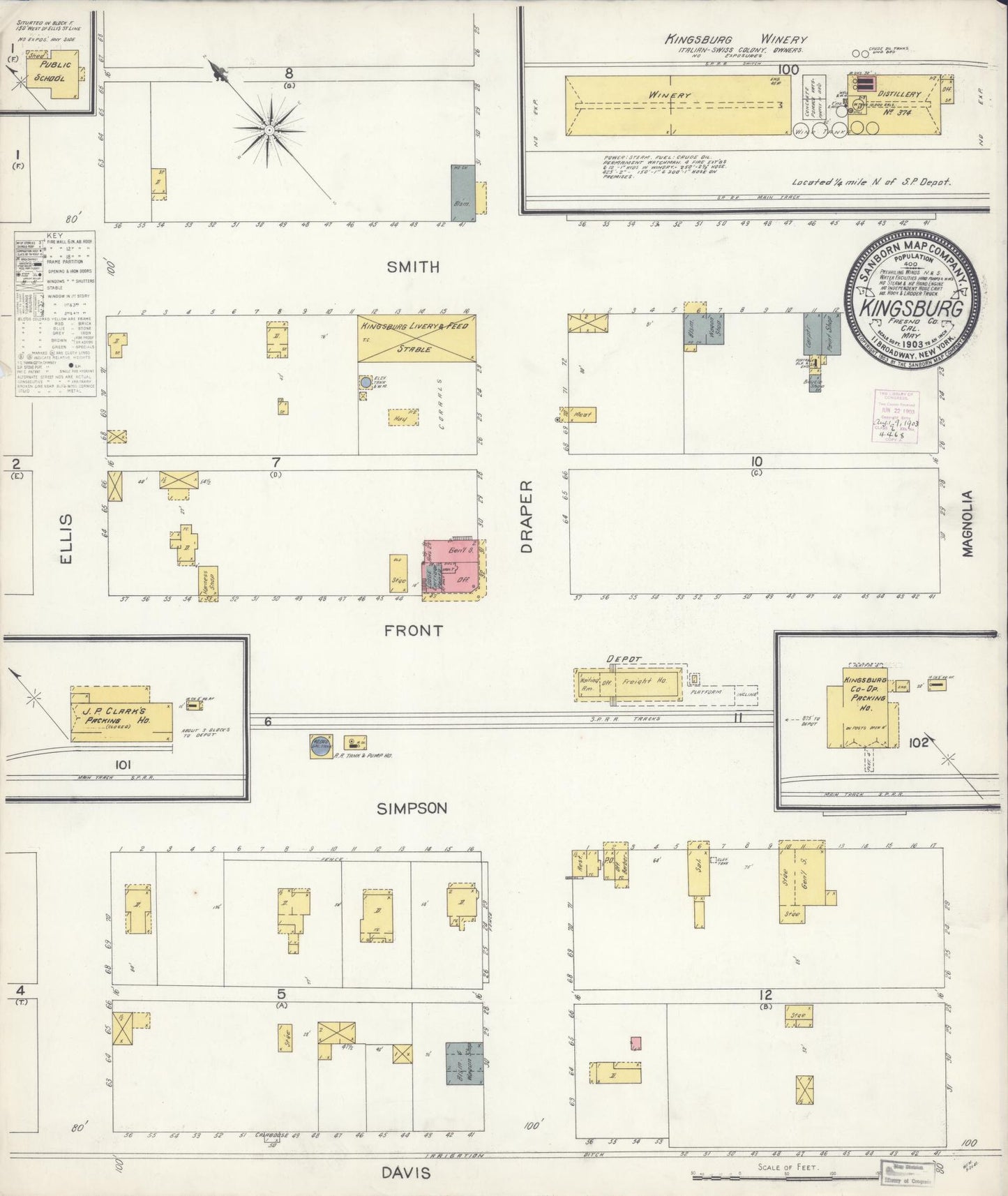 Sanborn Fire Insurance Map from Kingsburg, Fresno County, California (1903), Sheet #0001 - Historic Sanborn Fire Insurance Map Print, vintage old map wall art, antique decor, genealogy gift, California California map