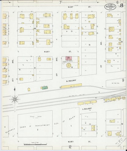 Sanborn Fire Insurance Map from Kearney, Buffalo County, Nebraska (1899), Sheet #0008 - Complete Map Set gallery image, historic Sanborn map, vintage wall art, Nebraska Nebraska