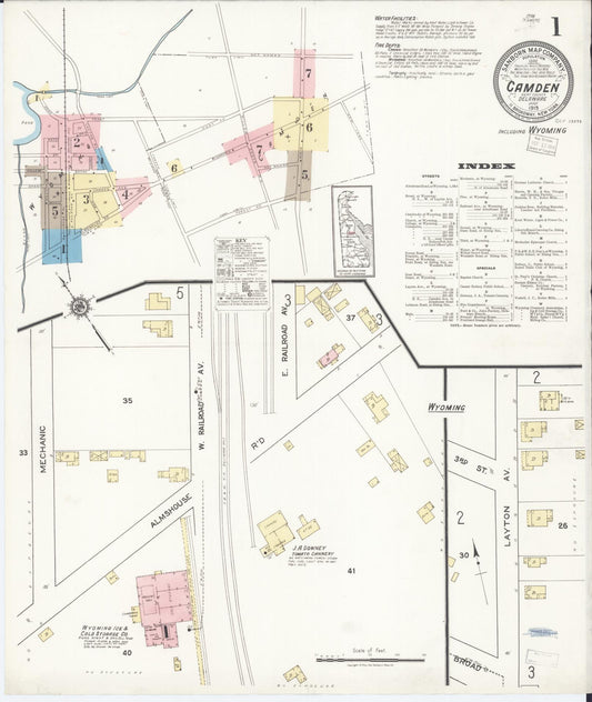 Sanborn Fire Insurance Map from Camden, Kent County, Delaware (1919), Sheet #0001 - Complete Map Set gallery image, historic Sanborn map, vintage wall art, Delaware Delaware