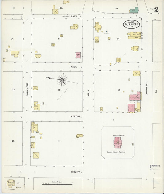 Sanborn Fire Insurance Map from Fairfield, Freestone County, Texas (1907), Sheet #0002 - Historic Sanborn Fire Insurance Map Print, vintage old map wall art, antique decor, genealogy gift, Texas Texas map