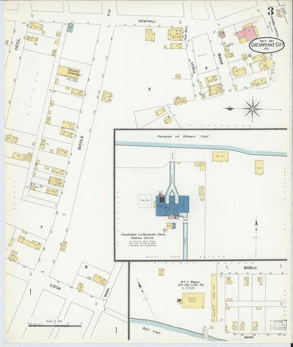 Sanborn Fire Insurance Map from Chesapeake City, Cecil County, Maryland (1907), Sheet #0003 - Complete Map Set gallery image, historic Sanborn map, vintage wall art, Maryland Maryland