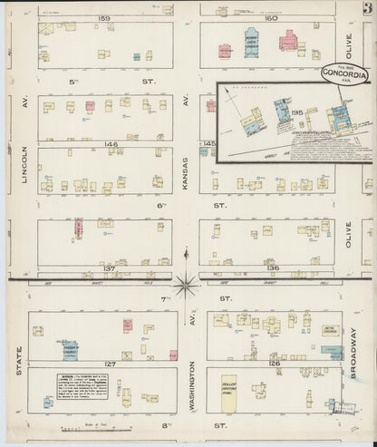 Sanborn Fire Insurance Map from Concordia, Cloud County, Kansas (1885), Sheet #0003 - Complete Map Set gallery image, historic Sanborn map, vintage wall art, Kansas Kansas