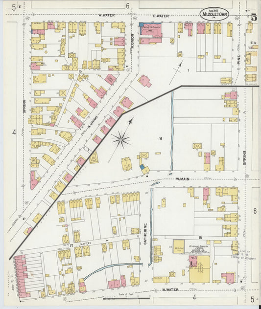 Sanborn Fire Insurance Map from Middletown, Dauphin County, Pennsylvania (1902), Sheet #0005 - Historic Sanborn Fire Insurance Map Print, vintage old map wall art, antique decor, genealogy gift, Pennsylvania Pennsylvania map