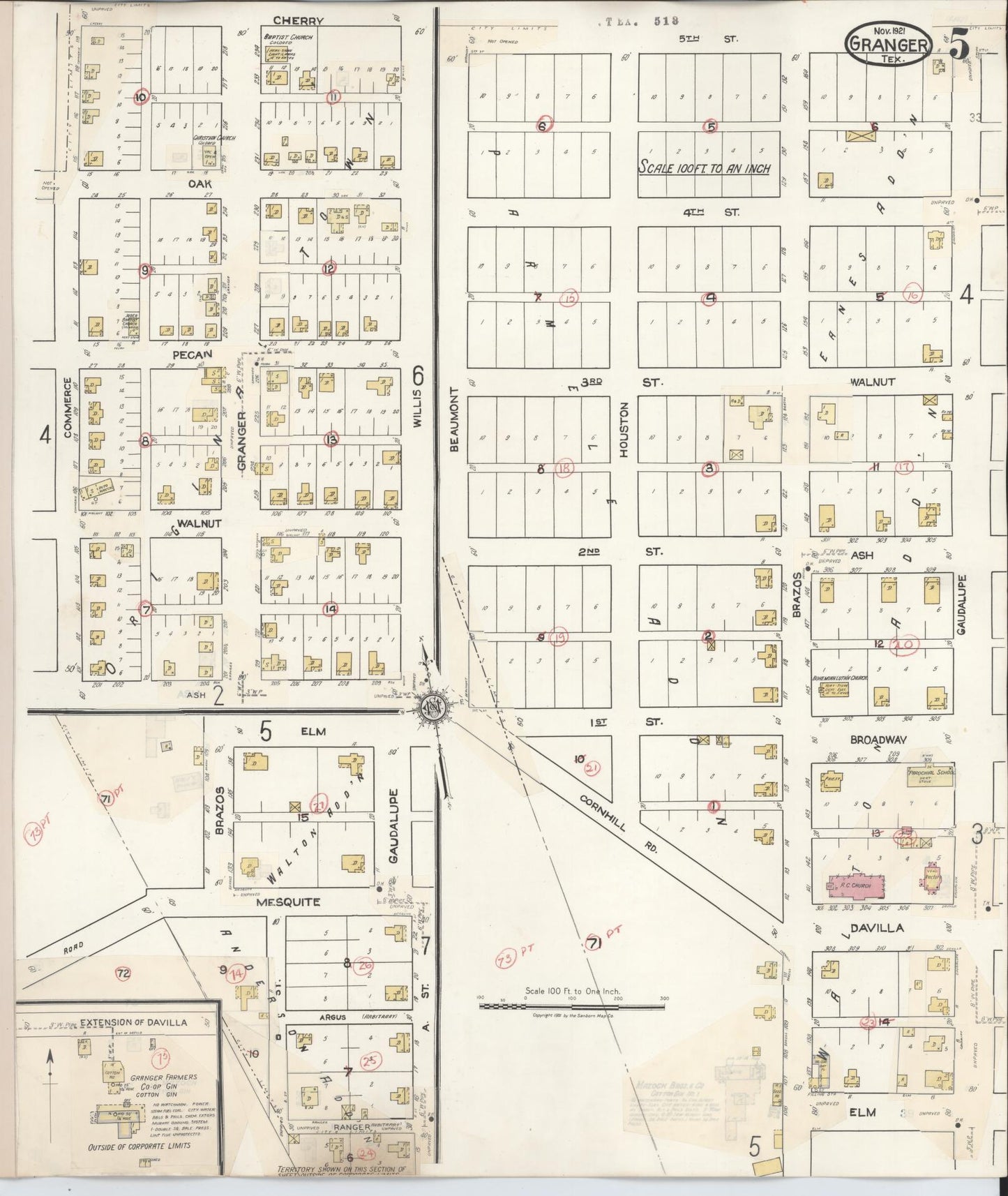 Sanborn Fire Insurance Map from Granger, Williamson County, Texas (1940), Sheet #0005 - Complete Map Set gallery image, historic Sanborn map, vintage wall art, Texas Texas