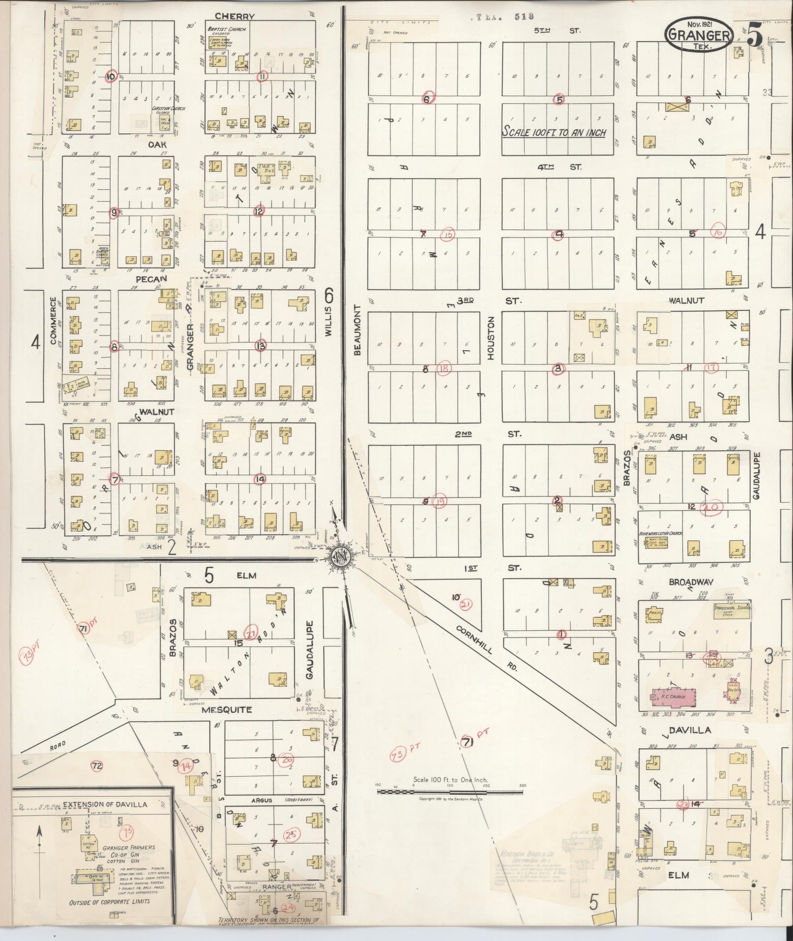 Sanborn Fire Insurance Map from Granger, Williamson County, Texas (1940), Sheet #0005 - Complete Map Set gallery image, historic Sanborn map, vintage wall art, Texas Texas