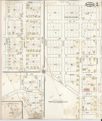 Sanborn Fire Insurance Map from Granger, Williamson County, Texas (1940), Sheet #0005 - Complete Map Set gallery image, historic Sanborn map, vintage wall art, Texas Texas