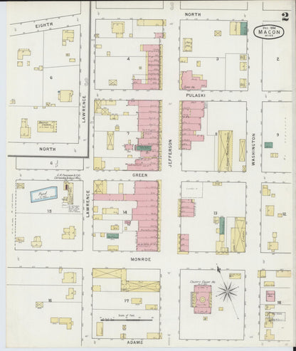 Sanborn Fire Insurance Map from Macon, Noxubee County, Mississippi (1894), Sheet #0002 - Complete Map Set gallery image, historic Sanborn map, vintage wall art, Mississippi Mississippi