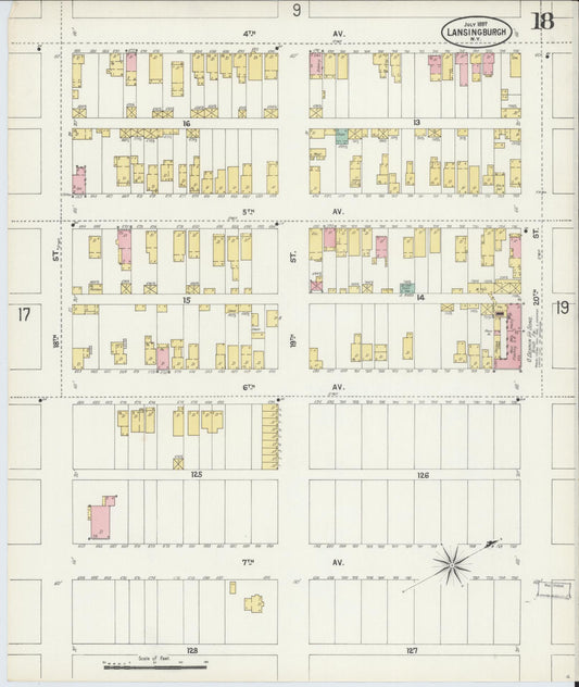Sanborn Fire Insurance Map from Lansingburg, Rensselaer County, New York (1897), Sheet #0018 - Historic Sanborn Fire Insurance Map Print, vintage old map wall art, antique decor, genealogy gift, New York New York map