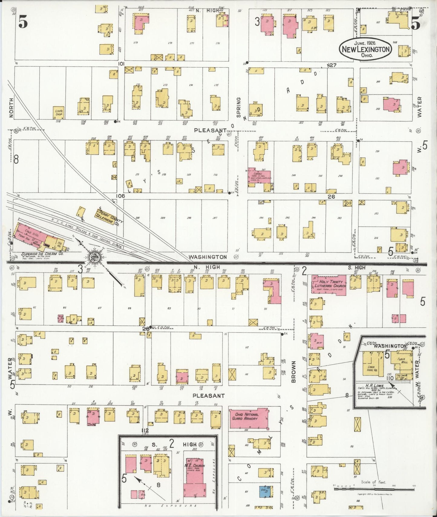Sanborn Fire Insurance Map from New Lexington, Perry County, Ohio (1926), Sheet #0005 - Complete Map Set gallery image, historic Sanborn map, vintage wall art, Ohio Ohio