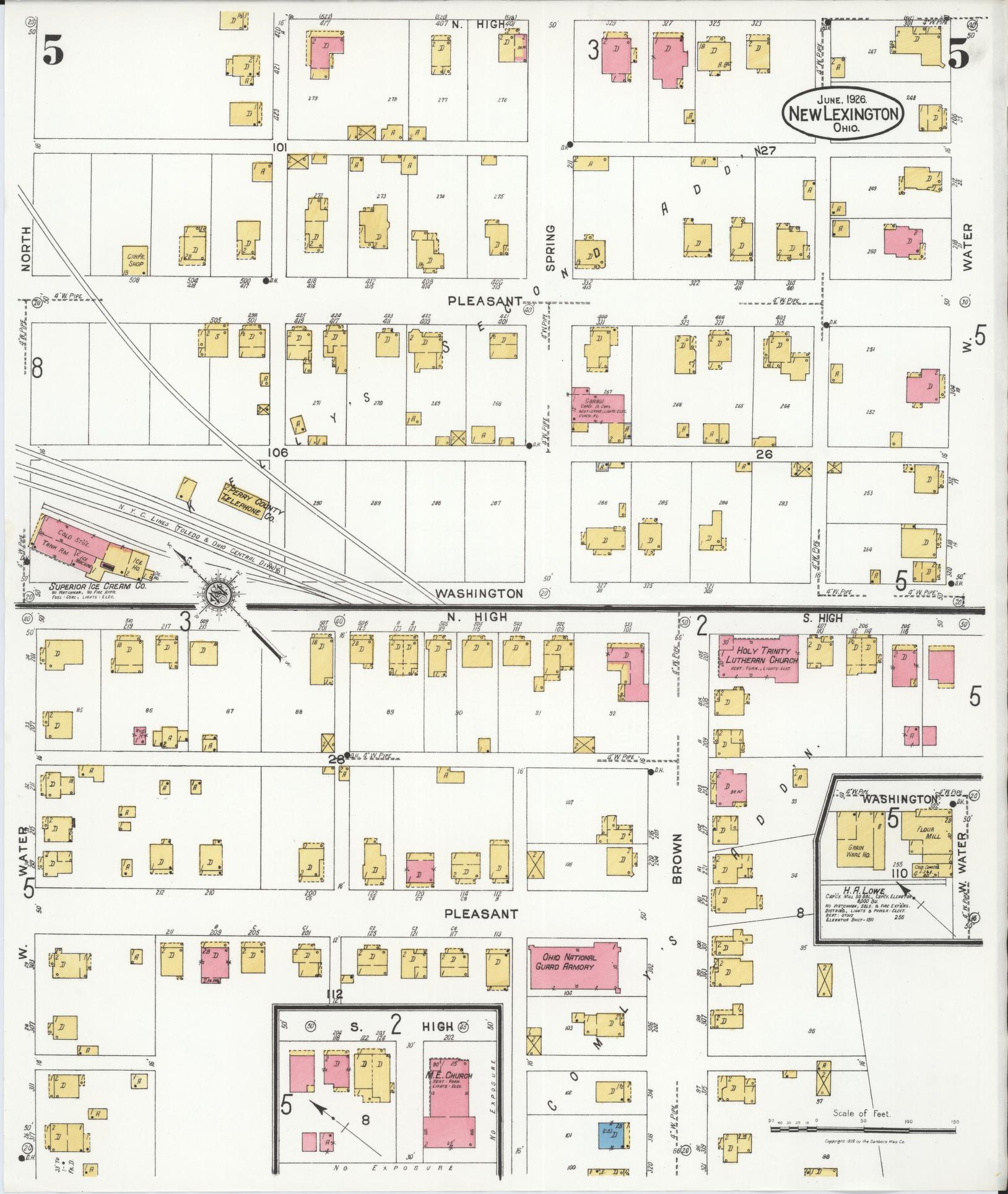 Sanborn Fire Insurance Map from New Lexington, Perry County, Ohio (1926), Sheet #0005 - Complete Map Set gallery image, historic Sanborn map, vintage wall art, Ohio Ohio