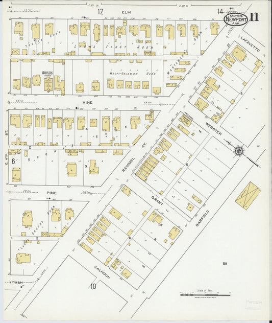 Sanborn Fire Insurance Map from Newport, Jackson County, Arkansas (1919), Sheet #0011 - Historic Sanborn Fire Insurance Map Print, vintage old map wall art, antique decor, genealogy gift, Arkansas Arkansas map