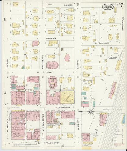 Sanborn Fire Insurance Map from Mexico, Audrain County, Missouri (1908), Sheet #0007 - Complete Map Set gallery image, historic Sanborn map, vintage wall art, Missouri Missouri